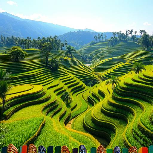 Rice terraces in Bali during the day