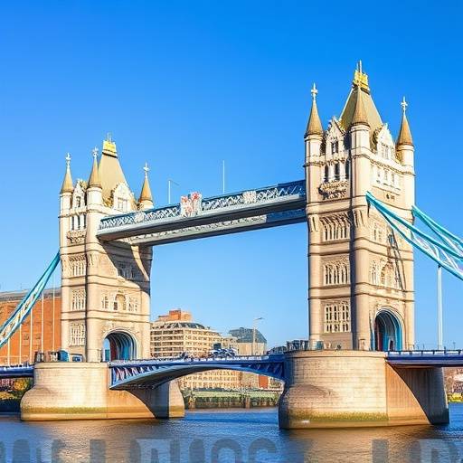 Tower Bridge in London on a clear day with blue sky
